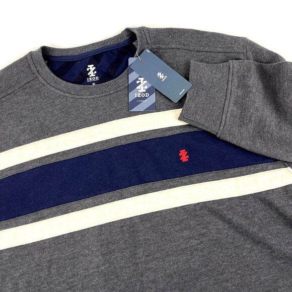 New Mens IZOD Varsity Supersoft Crewneck Sweatshirt Size XL Gray NWT - Picture 1 of 8